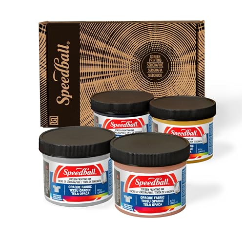 Speedball Opaque Fabric Screen Printing Ink, Metallic Color Assortment, 4-Ounce (4-Pack), Metallized Glimmer: Gold, Rose Gold, Silver, Black Pearl - size: Metallic Color Set