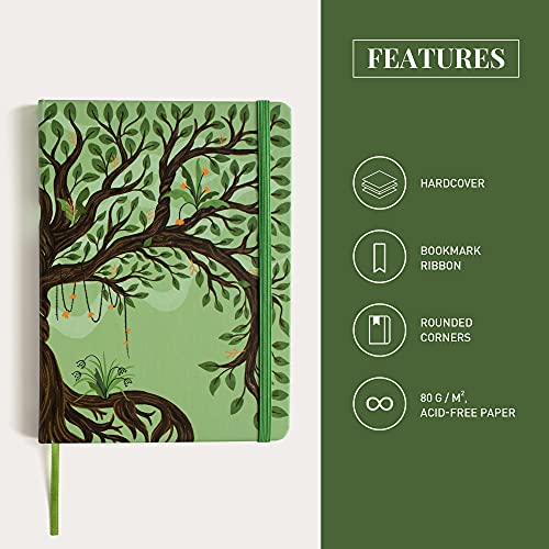 Rileys Tree of Life, 8" x 6", Blank Journal 240 Pages, Ivory Paper, Blank Notebook for Men and Women, Unlined Journal, Drawing Notebook, Great Gift for Creatives (Unlined Notebook) - color: Green