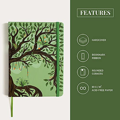 Rileys & Co Notebook Journal for Writing 8 x 6 Inches, Hardcover Daily Journaling Diary - 240 Lined Pages - Compact Notebook for Women, Men, Kids, Work and Travel (Tree of Life) - color: Lined