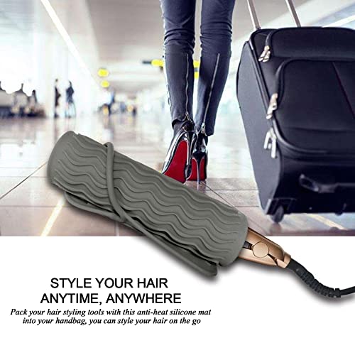 9" X 6.5" Silicone Heat Resistant Travel Mat, Anti-Heat Pad Cover for Hair Straighteners, Curling Irons, Flat Irons and Other Hair Styling Tools - Gray - color: Gray