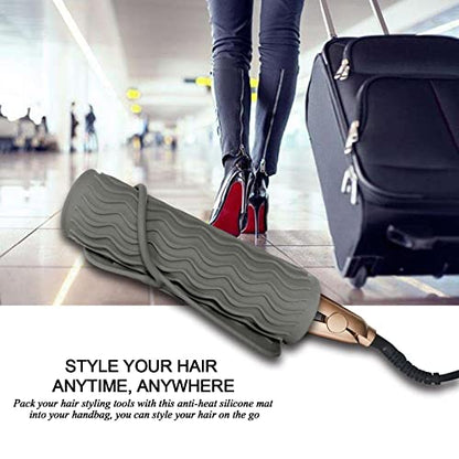 9" X 6.5" Silicone Heat Resistant Travel Mat, Anti-Heat Pad Cover for Hair Straighteners, Curling Irons, Flat Irons and Other Hair Styling Tools - Gray - color: Gray