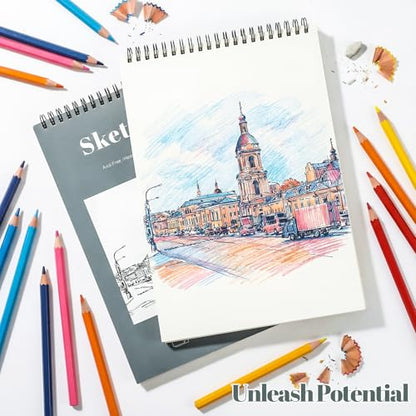4 Pack Sketch Book, 8.5 x 11 Inch Sketchbook, 68lb/100gsm Top Spiral Bound Sketch Pad, Acid Free Art Supplies Drawing Painting Sketching Paper for Beginners, Artists (Light Cyan) - color: Light Cyan, size: 8.5 × 11Inch（4 Pack）