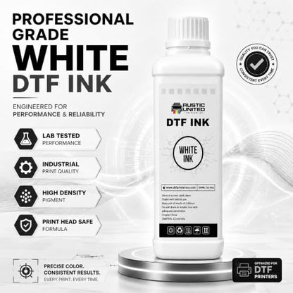 DTF Film White Ink 500ml - Premium Heat Transfer Direct to Film Ink for DTF Printer L1800 XP600 I3200 ET-8550 XP15000 R1390 ET-4800 ET-2800 L800 - color: White, size: 500ml