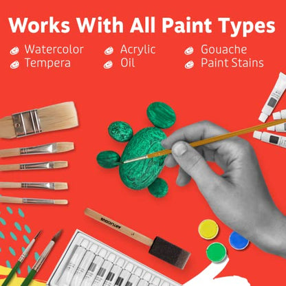 Artlicious Paint Brushes - Acrylic Paint Set and Detail Paint Brushes for Kids - Use with Craft, Watercolor, Oil, Gouache Paints, Face Art, Washable Paints, Miniature Detailing and Rock Painting - style: 30 Pack