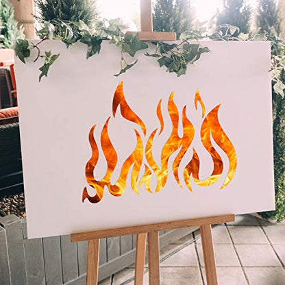 5 Sheets Flame Stencil Airbrush Flame Fire Stencil Fire Reusable Templates Painting Decor Template for Arts Window Wall Crafts Painting Decorations(11.7 x 8.3 Inch) - size: 11.7 x 8.3 Inch