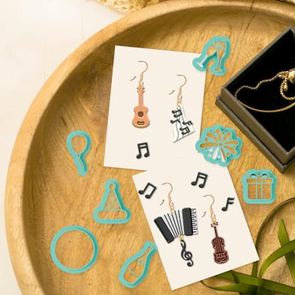 15Pcs Music Polymer Clay Cutters Talismans Instruments Clay Earrings Cutters for Adults Polymer Jewelry Cutter for Earrings Making Birthday Party DIY Supplies - style: Music