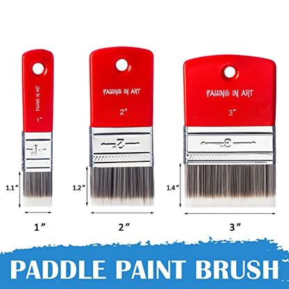 Falling in Art 3PCS Flat Paddle Paint Brush Set, Scale Brush for Oil and Acrylic Paints(1 Inch,2 Inch,3 Inch) - color: Flat, size: 1''&2''&3''