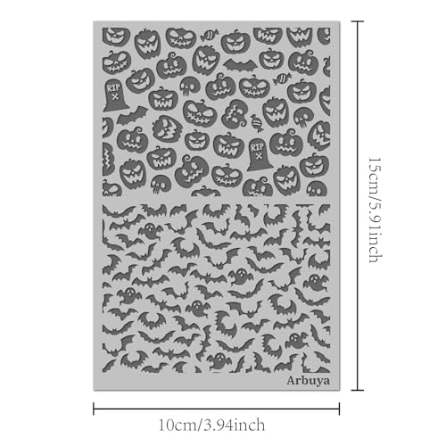 Halloween Polymer Clay Texture Mat - Pumpkin Bats Ghost Texture Sheets for Polymer Clay Earring Charm Jewelry Making, DIY Craft Supplies - style: Sooky Pumkin