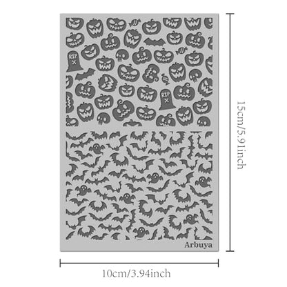 Halloween Polymer Clay Texture Mat - Pumpkin Bats Ghost Texture Sheets for Polymer Clay Earring Charm Jewelry Making, DIY Craft Supplies - style: Sooky Pumkin