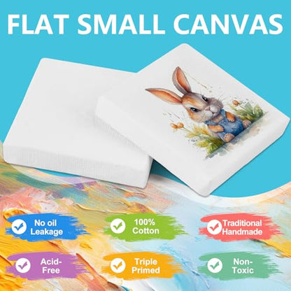 ESRICH Mini Stretched Canvas 24Pack 2x2inch, 2/5''Profile Art Primed Canvases for Painting, Cotton Small Professional Stretched Canvas for Kids and Art Supplies. - size: 2x2in-24Pack