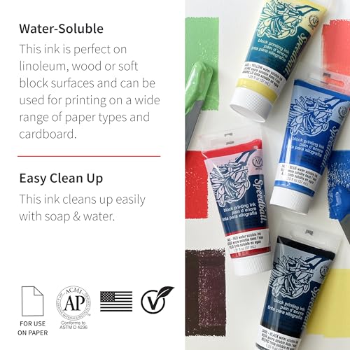 Speedball 3502 Water-Soluble Block Printing Ink – Bold Color With Satin Finish AP Certified 2.5 FL OZ, Blue - color: Blue, size: 2.5 fl oz