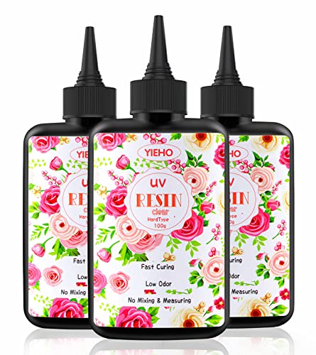 YIEHO 300g UV Resin,Upgraded Hard Type Crystal Clear Epoxy Resin Up Premixed UV Cure for Craft Jewelry Making - size: 300g