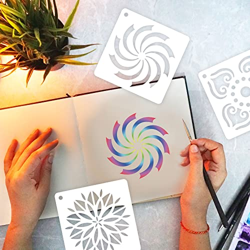64 Pieces Stencils for Painting, Small Reusable Mandala Dot Stencil, Art Craft Template for Painting on Wood, Wall, Fabric, Rock, Chalkboard, Sign, DIY Art Scrapbook Projects(Mandala) - style: Mandala