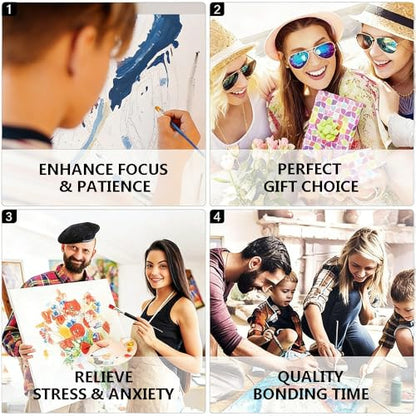 TUMOVO ‌Paint by Numbers Kit for Adults Amsterdam Canal Houses Landscape Painting with Spring Trees DIY Art Set Includes 16x20 Inch Canvas Acrylic Paints and Brushes European Cityscape Gift Idea - color: Artwork-03