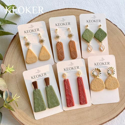 KEOKER Boho Texture Sheets for Polymer Clay, Earring Molds, Works with Boho Cutter, Same Effect as Texture Roller (3) - color: Boho3
