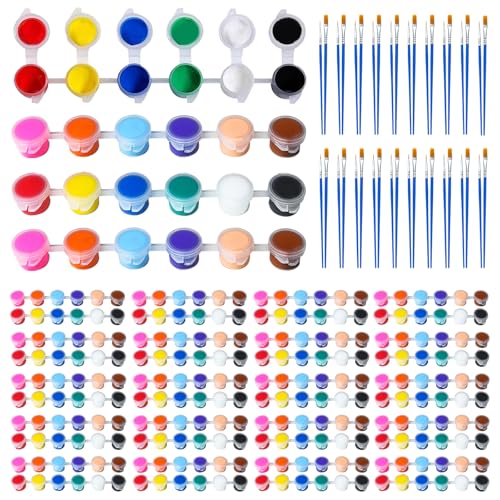 30 Pack Mini Acrylic Paint Set, 420 PCS Kids Paint Kit Container Strips Storage, 12 Colors Acrylic Paints Strips for Kids&Adults Craft Paint for Home Classroom Party Favors Paiting Gifts (420)