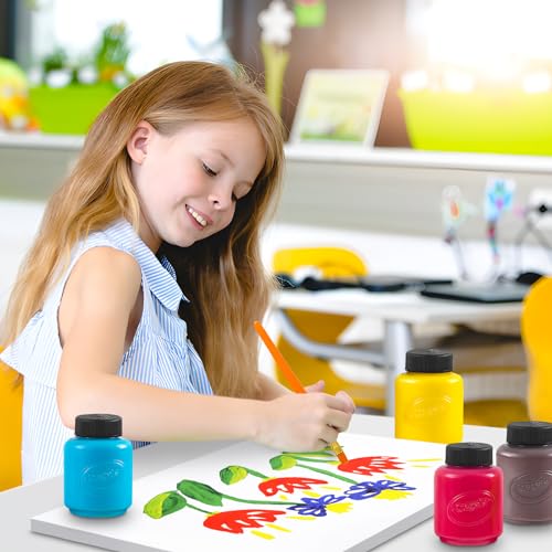 Acrylic Paint Set for Kids Includes 6 Acrylic Paints, Painting Canvas, 7 Paintbrushes, Paint Pallet, Arts and Crafts for Kids Canvas Painting Supplies Gifting Bundle - style: Acrylic Paint