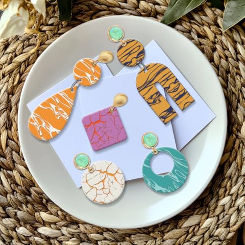 CHGCRAFT Natural Texture Polymer Clay Texture Sheets Cracks Water Pattern Silicone Texture Stamp Clay Modeling Pattern Pad Texture Sheets for Polymer Clay Making Earrings Jewelry - style: Cracks