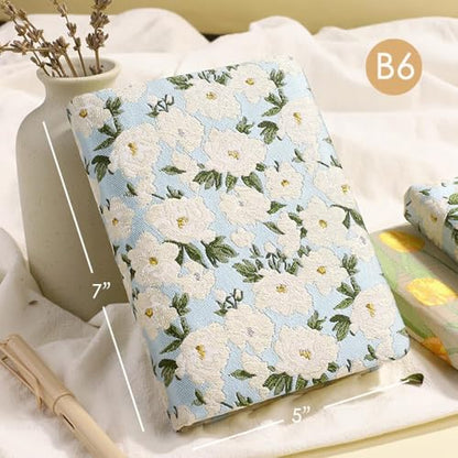 Small Journal for Women, Flower Notebook, B6, 5x7, Ruled Notebook & Blank Sketchbook, Embroidered Journal, Hardcover, Lay Flat, Note Taking Notebook, Cute Journal, White Gardenia - color: B6-Cute Gardenia