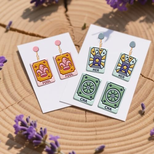 11Pcs Tarot Card Polymer Clay Cutters Divination Clay Earrings Cutters Polymer Jewelry Cutter for Earrings Making Birthday Party DIY Supplies - style: Tarot Card