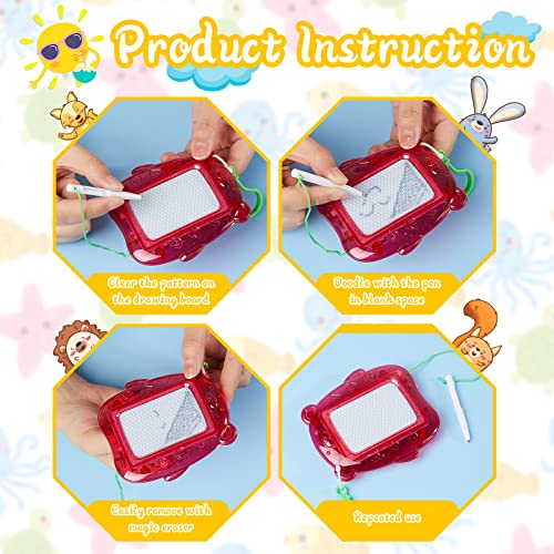 Outus 24 Pcs Mini Magnetic Drawing Boards Goodie Bags Stuffers for Kids Backpack Keychain Clip Drawing Board Erasable Sketch and Painting Pad for Classroom Rewards Party Favors (Bear) - style: Bear