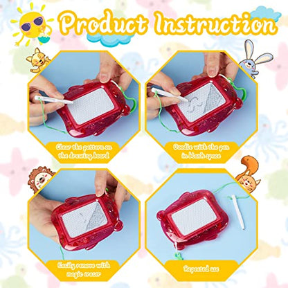 Outus 24 Pcs Mini Magnetic Drawing Boards Goodie Bags Stuffers for Kids Backpack Keychain Clip Drawing Board Erasable Sketch and Painting Pad for Classroom Rewards Party Favors (Bear) - style: Bear