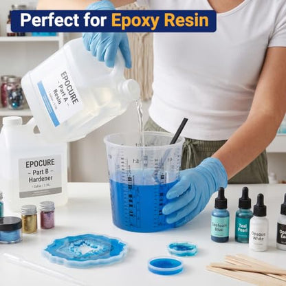 Gartful 12 Pack 61oz Clear Plastic Measuring Cups with 12 Stir Sticks, Disposable Graduated Mixing Cups with ml Scale & 3-Column Paint/Hardener/Thinner Mixing Ratios (1:1-7:1) for Epoxy Resin, Paint - size: 64oz / 1900ml - 12 Set