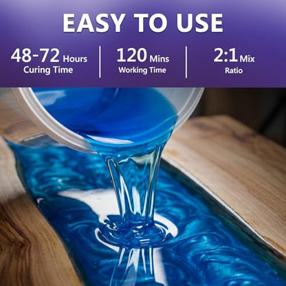 KISREL Deep Pour Epoxy Resin Kit, 3Gallon Epoxy Resin (2:1), 2-4 inch Pour Depths; Bubble Free, Low Odor, Crystal Clear Casting Resina Suitable for Tabletops, River Tables, Wood fillers, and Crafts - size: 3 GALLON