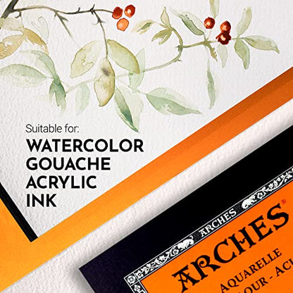 Arches Watercolor Paper 140 lb. Rough 12 Sheet Pad 9x12" - size: 9"x12", style: Rough