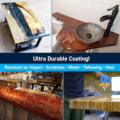 TotalBoat Table Top Epoxy Resin Kit - 4 Gallon Crystal Clear Formula with High Gloss & UV-Resistance - Easy 1:1 Ratio for DIY Bar and Counter Coating, Woodworking, and Original Art Casting