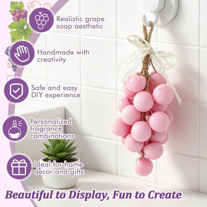 Soap Making Kit, DIY Grape Soap Craft Kits for Adults, Make Your Own Soap with Shea Butter Glycerin Melt and Pour Base, Silicone Molds, Dried Flowers, DIY Craft for Beginners Gift for Women