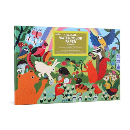 eeBoo: Woodland Rainbow Watercolor Pad - 16 Sheets, 200 GSM/90 LB Paper, 9.5 x 6.5, Natural pH & Chlorine-Free, Painting Art Supplies, Kids Ages 3+ - style: Woodland Rainbow
