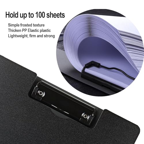 2 Pack Foldable Clipboards, A4 Office Clipboard Folder with Double Metal Clips, 360 Degree Foldable Binder Clipboard with Pen Holder, File Cover Work Folder Clipboards, Black - style: 2Pack- Black