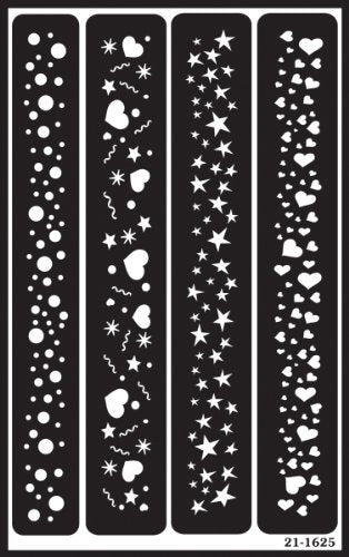 Over'N'Over Reusable Glass Etching Stencils – Durable Self-Stick Designs for Glass, Mirrors, and Ceramics with Armour Etch Cream – 5” x 8” Stencil Sheet - Sparkle Borders