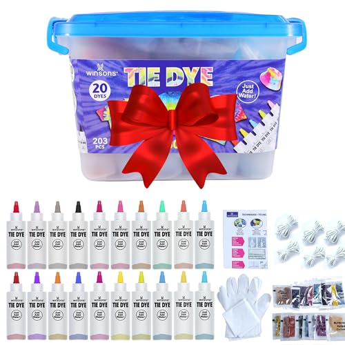 WINSONS Tie Dye Kit 20 Colors Permanent Fabric Dye Art Set for Kids Adults for School, Homemade Party, Creative Groups Activities, DIY Gift - color: 20 Colors