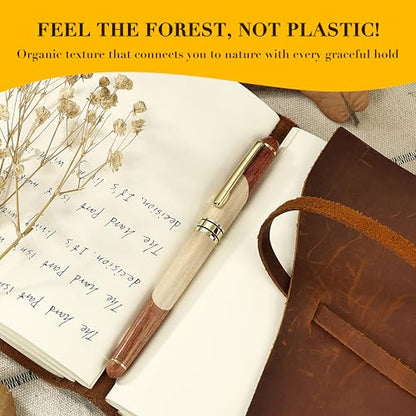 BEILUNER Luxury Wood Ballpoint Pen Writing Set,Maple-Elegant Fancy Nice Gift Pen Set for Signature Calligraphy Office Fancy Nice Supplies - Christmas Gift Boxed with Extra Refills (Black) - color: Maple