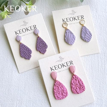 KEOKER Polymer Clay Texture Roller Making Earrings, Like Polymer Clay Texture Sheets, Great Work with Polymer Clay Cutters - color: Floral B
