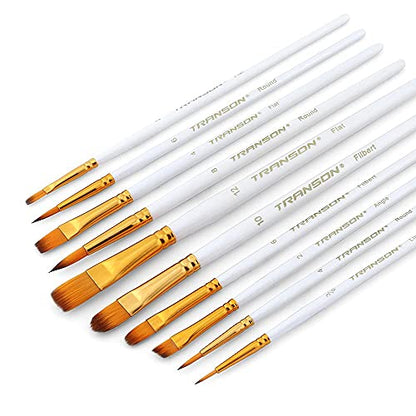 Transon 20pcs Artist Painting Brush Set for Acrylic Watercolor Gouache Hobby Craft Face Rock Painting White - color: White