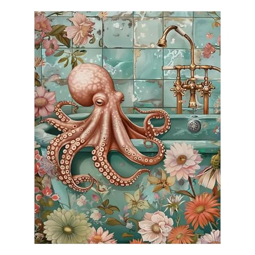 Reivworl Animal Paint by Numbers Kit for Adults, Octopus Paint by Number, Painting by Number for Gifts and Home Wall Decor 16x20Inch - color: 10-Octopus, size: Without Frame