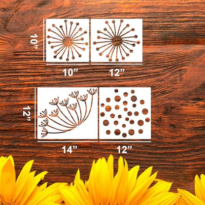 Large Flower Stencils for Fence Dandelion Stencil Floral Stencils for Outside Wood Fence Walls Furniture Fabrics - style: Dandelion