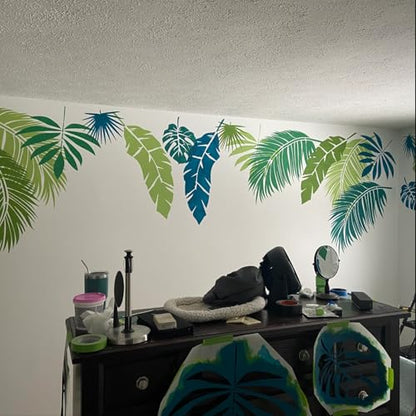 Large Leaf Stencils for Painting on Walls Fern Palm Stencil Tropical Leaves Wall Stencils for Crafts Furniture Wood Fabrics - style: Tropical Leaf