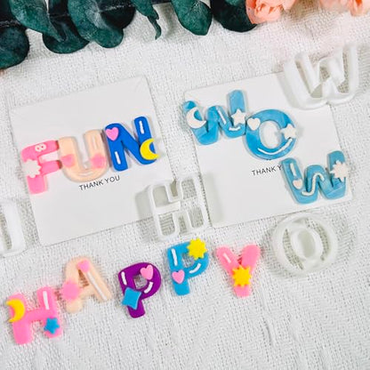 Xaekicr Alphabet Polymer Clay Cutters: 26 Pcs, Letter Designs for Polymer Clay Jewelry,Letter Clay Molds for DIY Custom Clay Earrings - color: M color