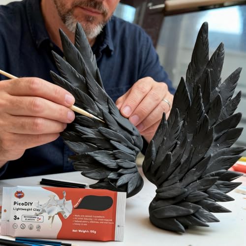 Lightweight Clay - Air Dry Clay, Ultra Light & Soft, Safe & Non-Toxic, Moldable & Flexible, DIY Modeling Clay for Anime Figures, Sculpting, Molding, Creative Art Crafts - color: Black