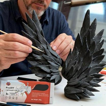 Lightweight Clay - Air Dry Clay, Ultra Light & Soft, Safe & Non-Toxic, Moldable & Flexible, DIY Modeling Clay for Anime Figures, Sculpting, Molding, Creative Art Crafts - color: Black