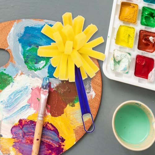 HANABASS 10pcs Sponge Paintbrush Set with Plastic Handles, Textured Foam Paint Brushes, Easy Cleaning and Stimulate Imagination, for DIY Painting and Classroom Crafts