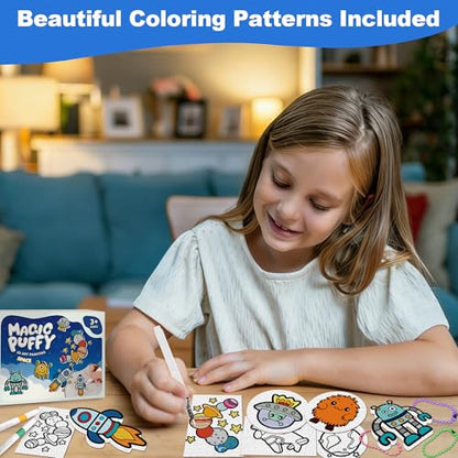 Magic Foam Texture Painting Kit, 3D Drawing Art Set,54pcs Arts and Crafts for Kits 3-10 Ideal Gifts for Boys and Girls,Aqua (Machine&Monster) - color: Machine&Monster