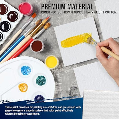 U.S. Art Supply Mini Magnetic Canvas Panels, 24 Pack, 2.5x2.5 Inch, Primed 8 Ounce Heavyweight Cotton, Small Canvases for Painting Acrylic and Watercolor, White Square Flat Canvas Boards - size: 2.5" x 2.5"