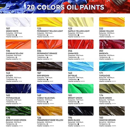 Paul Rubens Artist Oil Paint Set,20 Vibrant Colors with Great Lastfastness, 60ml Large Tubes, Oil Based paint Supplies for Artists, Students, Beginners-Set B - color: 20 artist colors