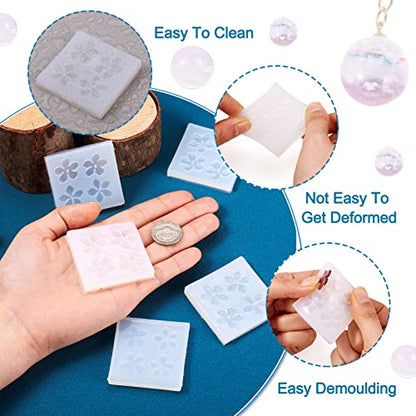 Craftdady 10pcs Flower Silicone Mold 4 Shapes Floral 5-Petal Flower Resin Casting Mold for Epoxy Resin UV Resin Pendant Earring Jewelry Keychain Making - color: Transparent, Flower-a