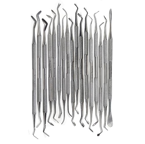 Set of 17 Dental Spoon Excavators Plugger Restorative Composite Filling Tooth Cavity Carious Decay Removal Double Ended Instruments